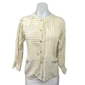 Adolfo Saks Fifth Avenue 100% Silk Vintage Long Sleeve Button Blouse Shirt Top S